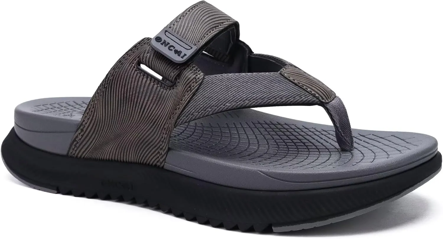 ONCAI Mens Orthopedic Flip Flops Men's Walking Sandals with Arch Support Sport Recovery Sandal for Man size 7-14