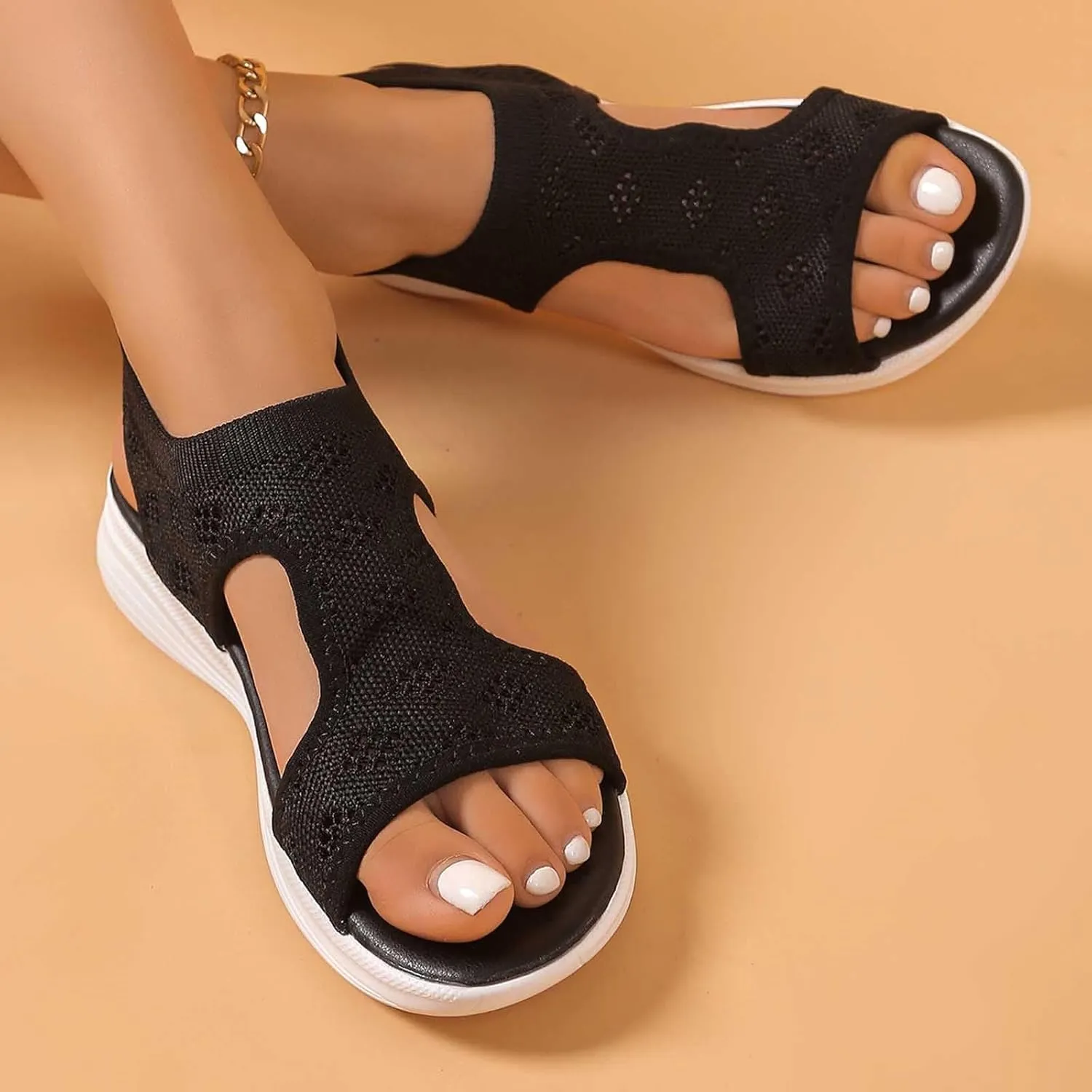 Orthopedic Sandals for Women, Breathable Mesh Slide Sandals with Arch Support Comfortable Beach Sandal