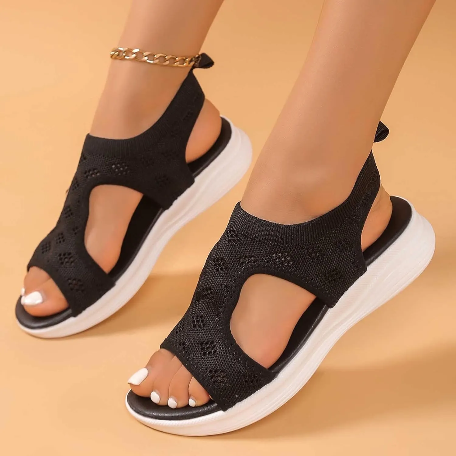 Orthopedic Sandals for Women, Breathable Mesh Slide Sandals with Arch Support Comfortable Beach Sandal