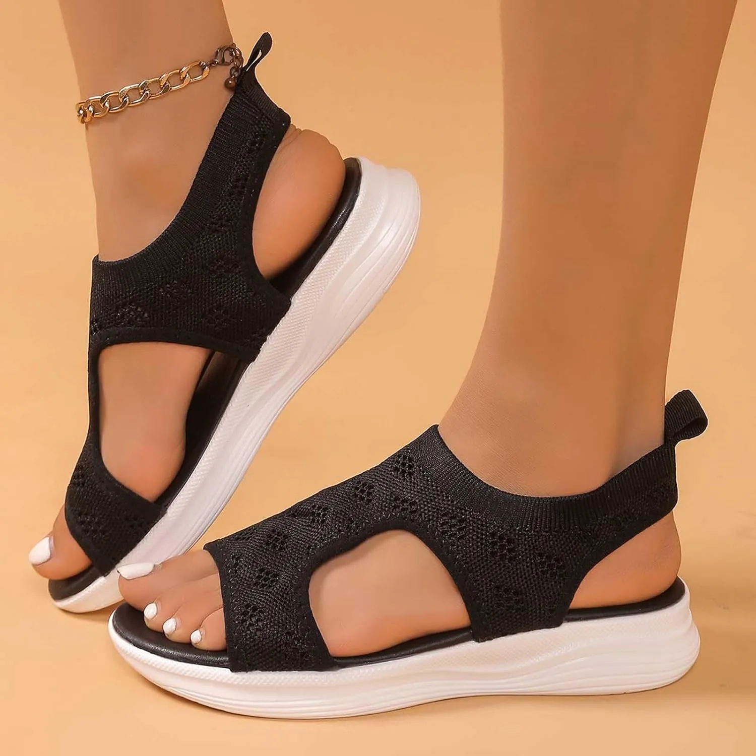Orthopedic Sandals for Women, Breathable Mesh Slide Sandals with Arch Support Comfortable Beach Sandal