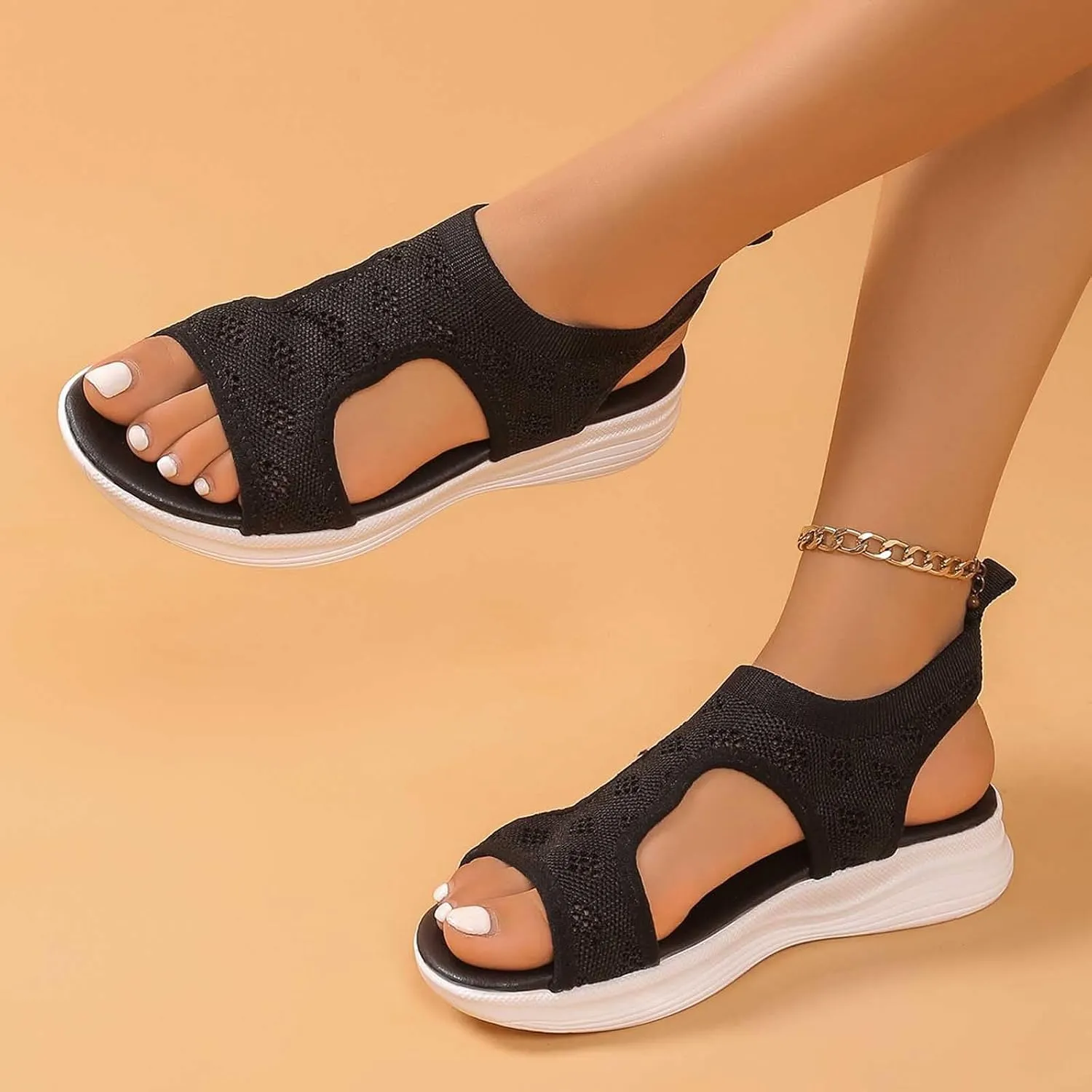 Orthopedic Sandals for Women, Breathable Mesh Slide Sandals with Arch Support Comfortable Beach Sandal