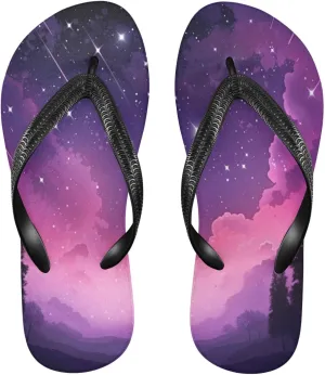 Pink Nebula Stars Flip Flop Sandal Men's and Women's Summer Sandal | Beach & Water Shoes（302）