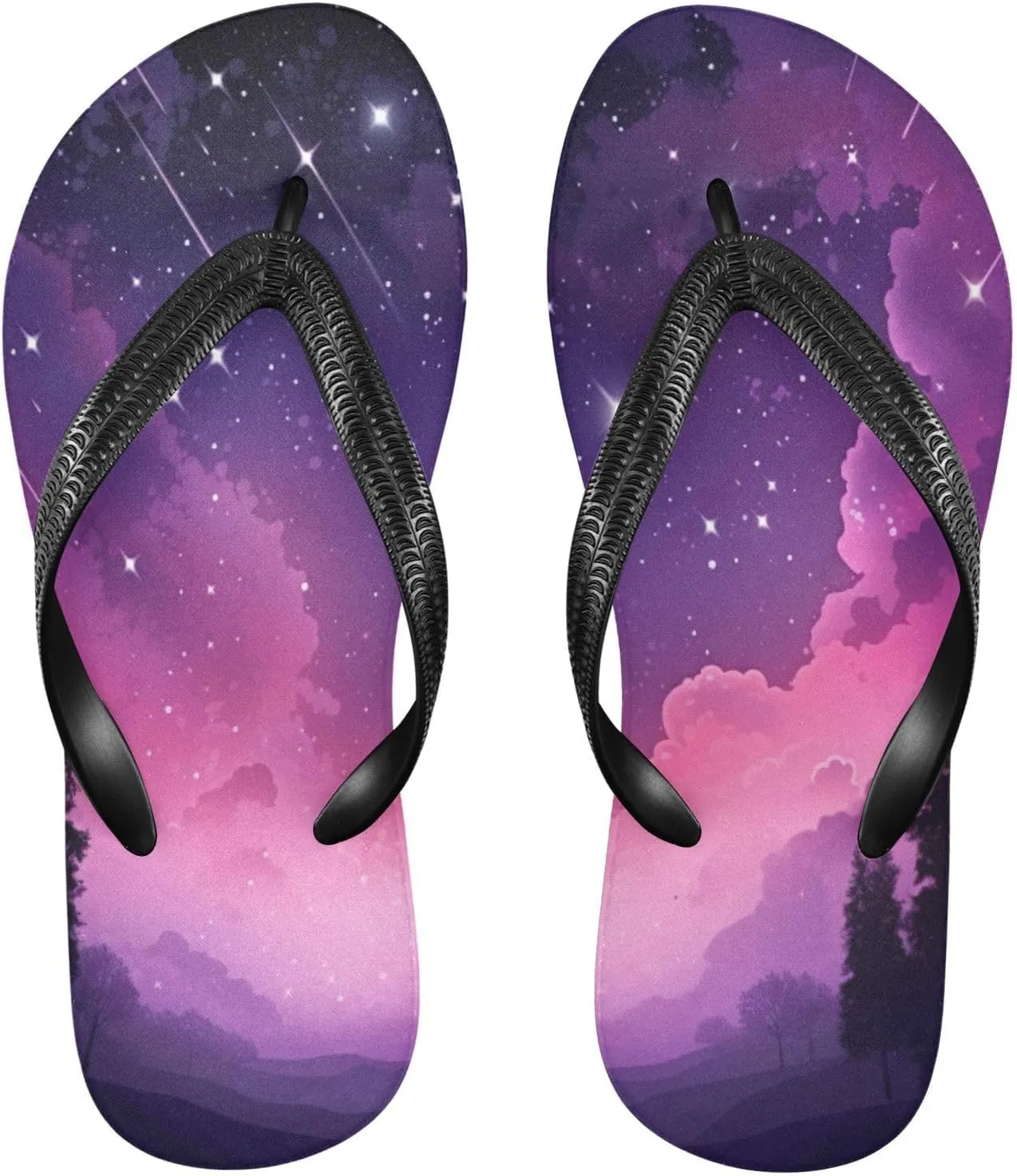 Pink Nebula Stars Flip Flop Sandal Men's and Women's Summer Sandal | Beach & Water Shoes（302）