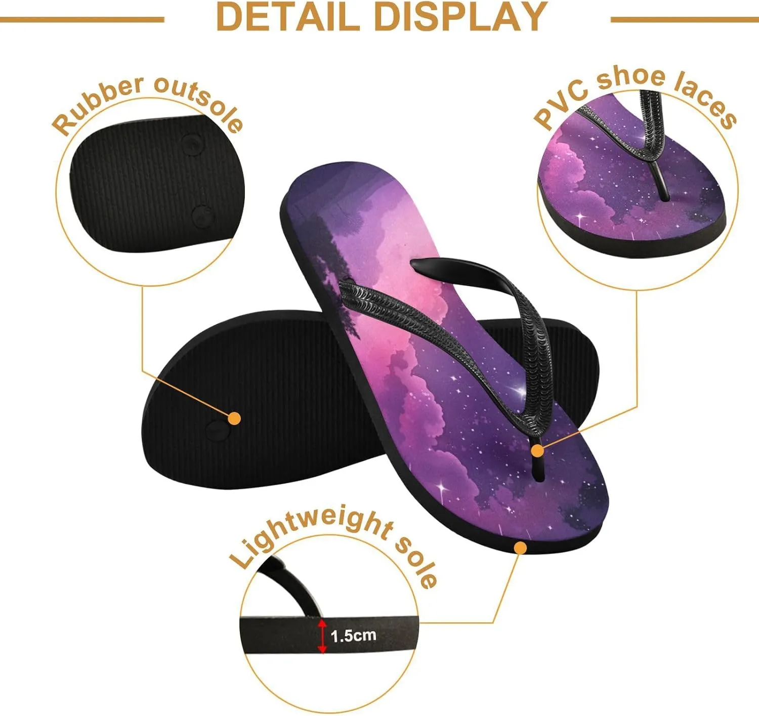 Pink Nebula Stars Flip Flop Sandal Men's and Women's Summer Sandal | Beach & Water Shoes（302）