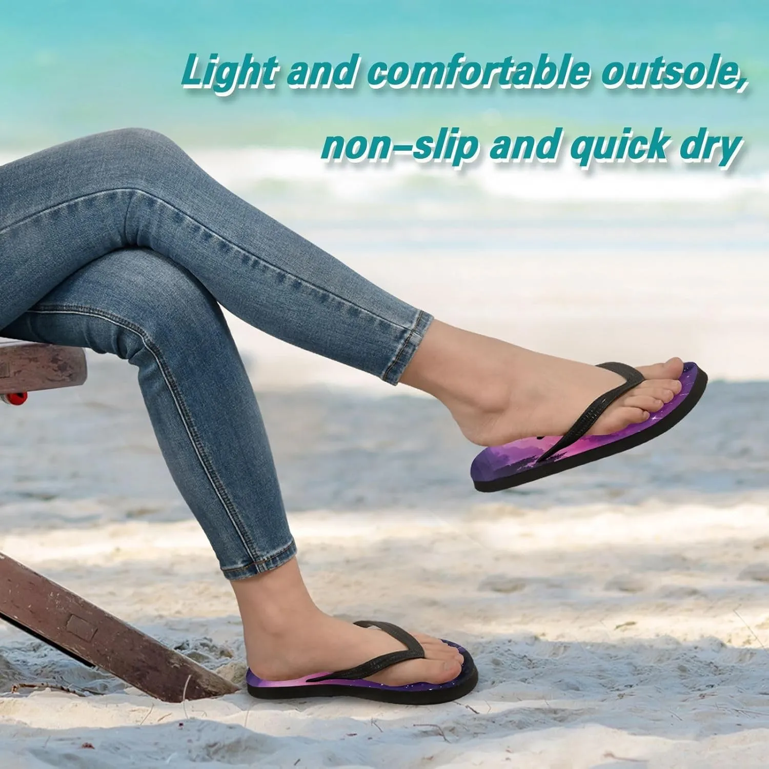 Pink Nebula Stars Flip Flop Sandal Men's and Women's Summer Sandal | Beach & Water Shoes（302）