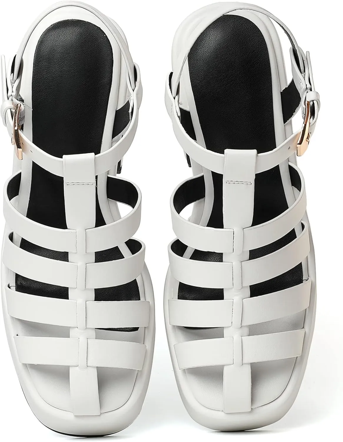 Platform Gladiator Sandals for Women, Strappy Y2K Chunky Heeled Sandals with Square Toe and Fisherman T-Strap