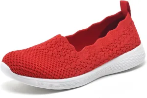 poemlady Women's Slip on Loafer Shoes - Mesh Casual Ballet Flat Nurse Walking Sneakers Knit Round Toe Memory Foam Casual Shoes