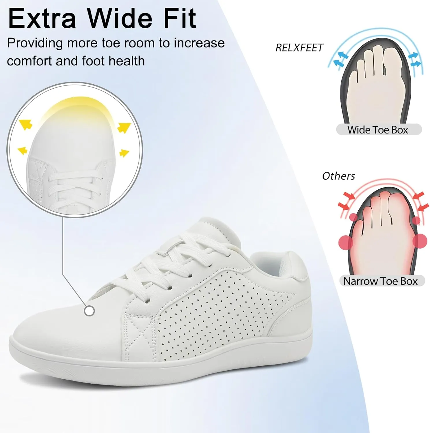 relxfeet Women's Minimalist Barefoot Shoes Zero Drop Walking Shoes Lightweight Fashion Sneakers Wide Toe Box