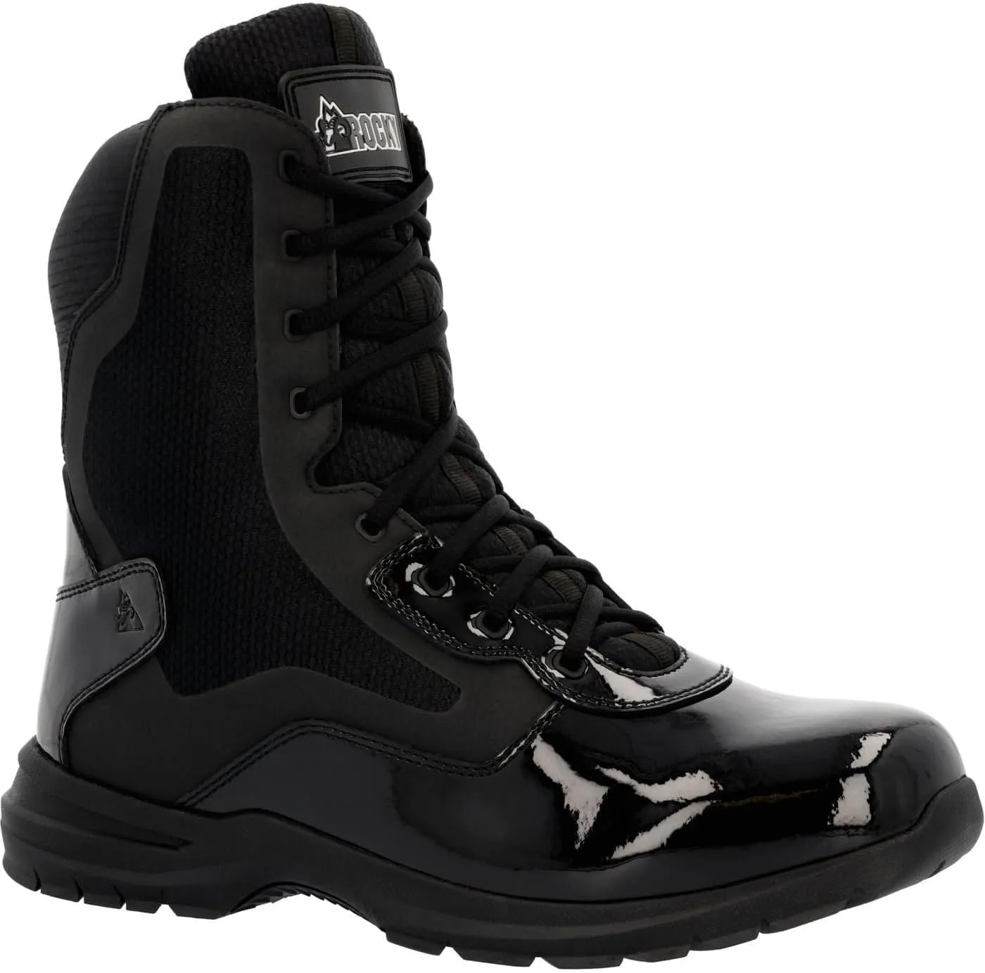 ROCKY Cadet 8" Black Side Zip Public Service Boot, Black, Size 12(M)