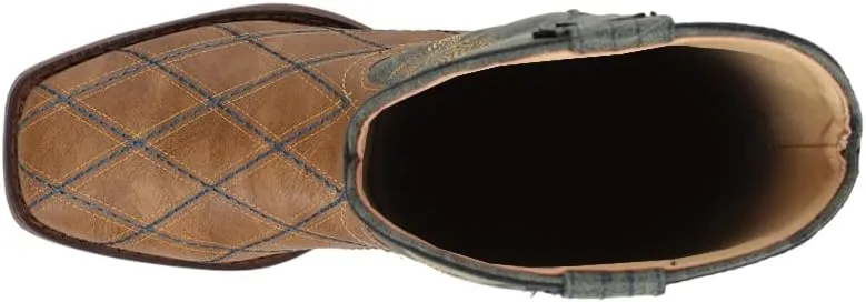 ROPER Kids Boys Cross Cut Embroidery Round Toe Casual Boots Mid Calf - Blue, Brown, Brown