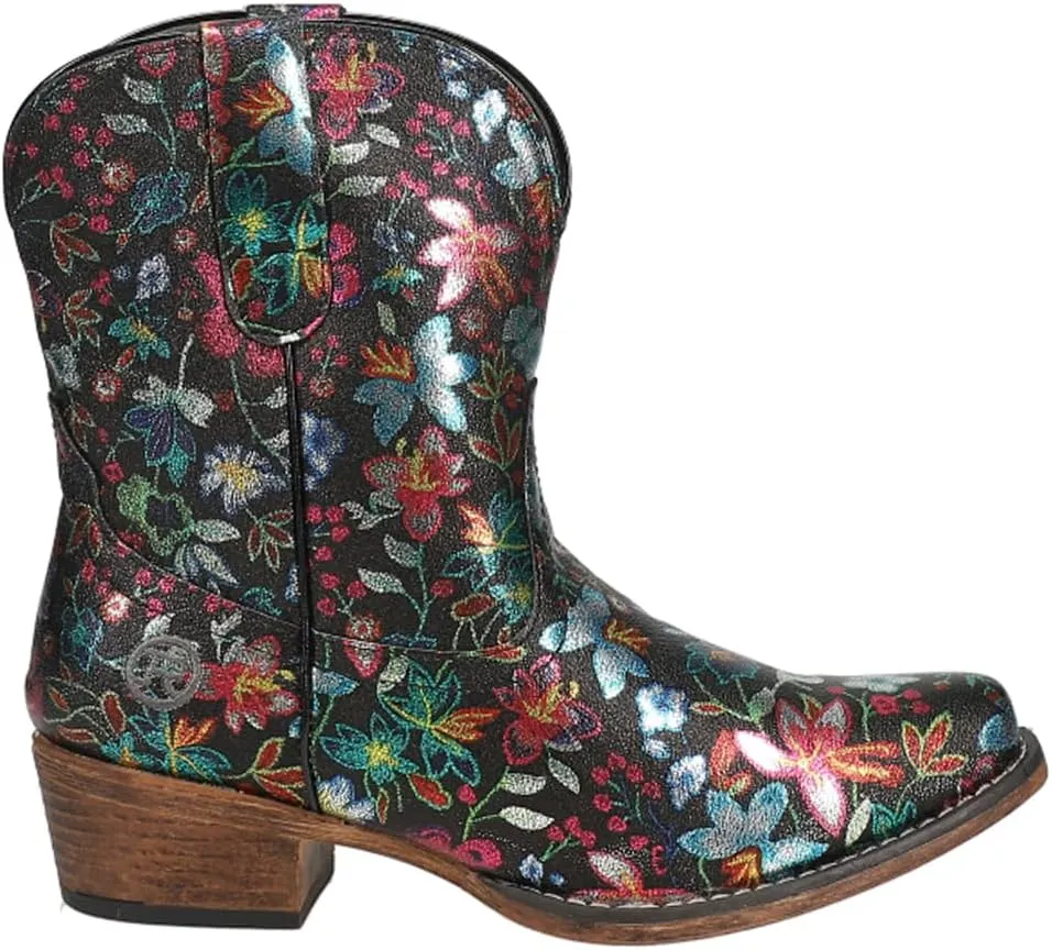 ROPER Womens Ingrid Floral Metallic Snip Toe Casual Boots Ankle Low Heel 1-2" - Multi - Size 8.5 B