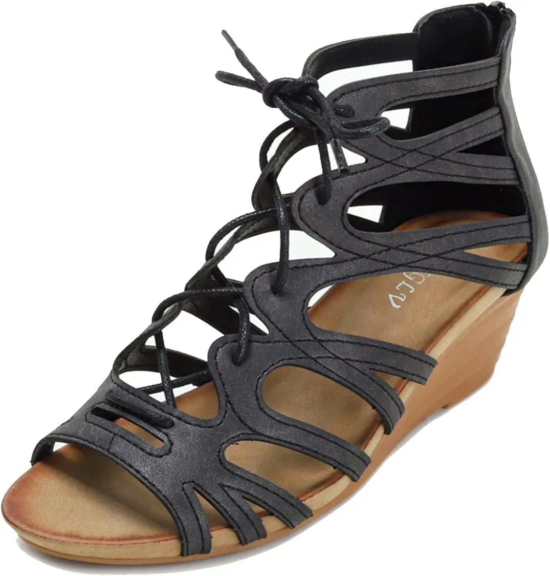 Scaoruki Women Gladiator Sandals Retro Wedge Heel