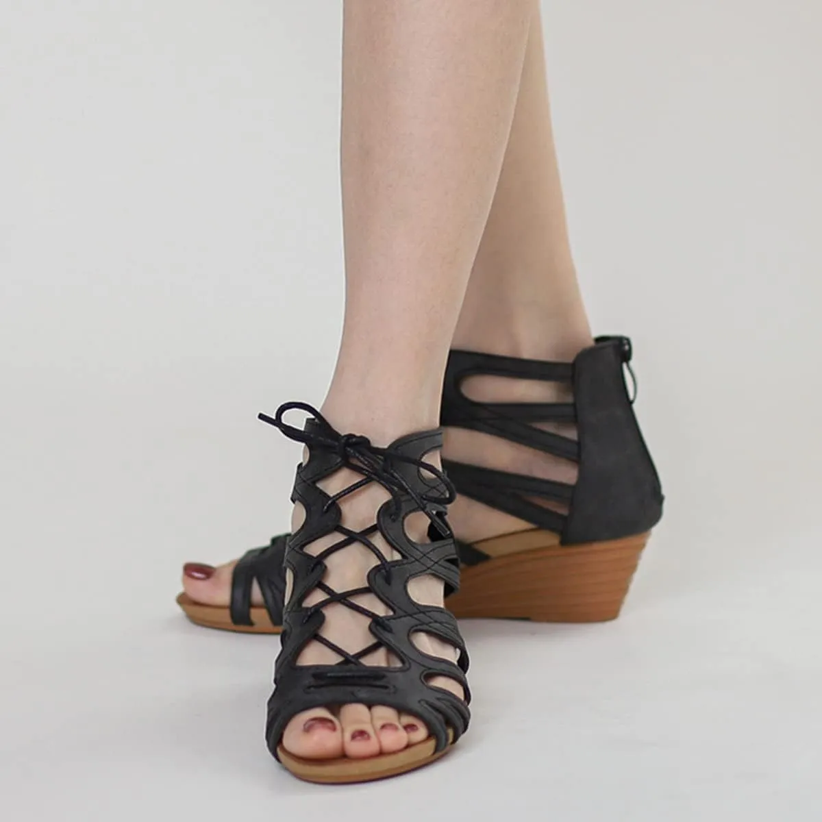 Scaoruki Women Gladiator Sandals Retro Wedge Heel