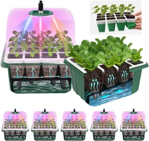 Seed Starter Tray with Grow Light, Self Watering, 60 Flexible Cells, 5-Pack 60-Cell