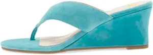 SHODENSE Women Wedge Heel Flip Flop Mules Open Peep Toe Suede Thong Sandals Mid Chunky Heels Flip-Flops Comfy Square Round Toe Slide Slippers Backless Slip On Summer Shoes Daily Party Office 4-11 M US