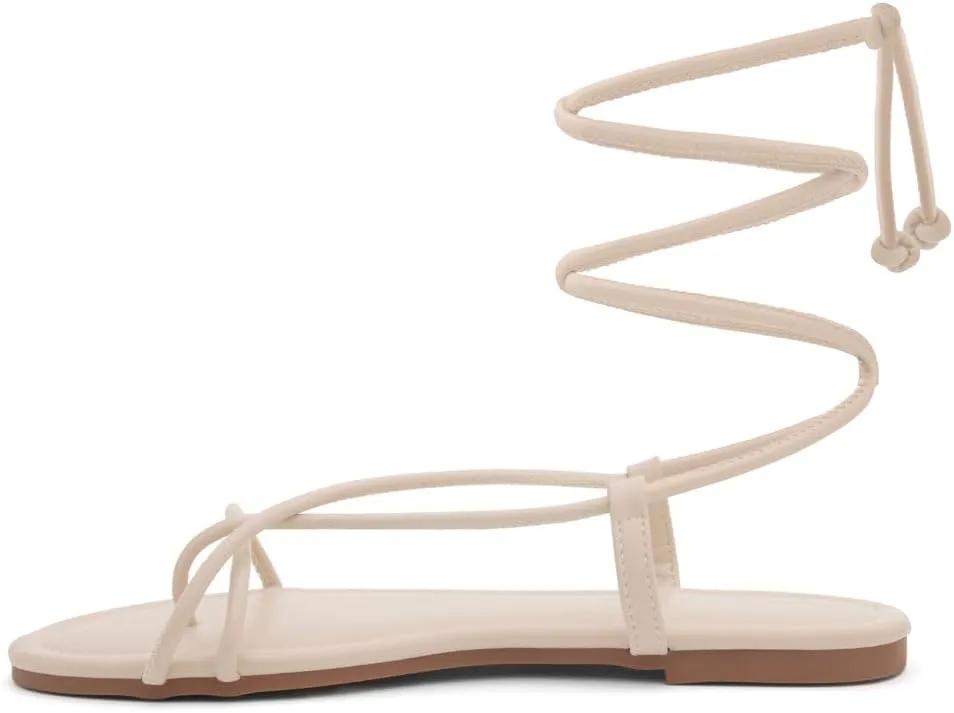 Shoe Land Women’s Flat Sandals – Comfortable Lace-Up Gladiator Sandals with Adjustable Ankle Wrap | Strappy Crisscross Open Toe Tie-Up Shoes for Summer, Beach & Travel