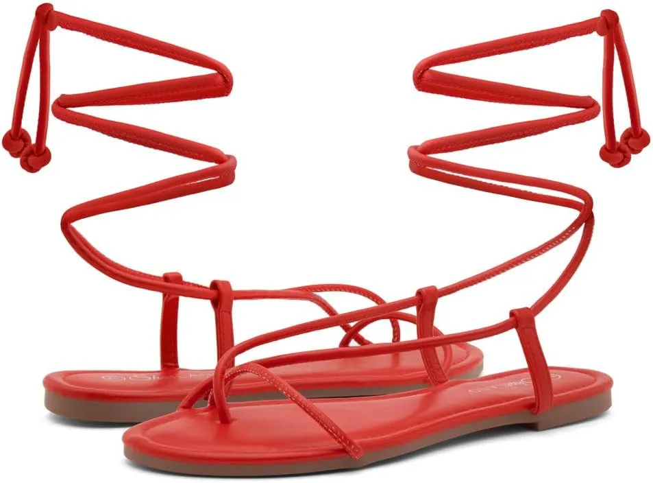 Shoe Land Women’s Flat Sandals – Comfortable Lace-Up Gladiator Sandals with Adjustable Ankle Wrap | Strappy Crisscross Open Toe Tie-Up Shoes for Summer, Beach & Travel