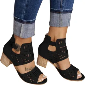Shoes for Women Dressy, Women's Suede Peep Toe Ankle Booties Cut Out Stacked Block Heel Ankle Boots Drssy