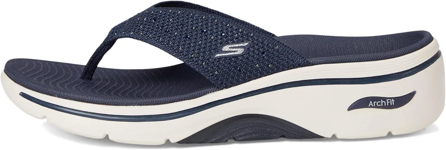 SKECHERS Women's Arch Fit 2.0 3-pt Rhinestone Sandal Flip-Flop