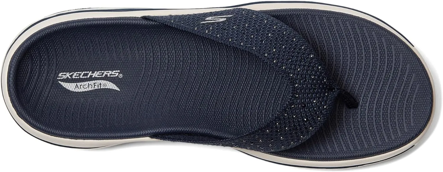 SKECHERS Women's Arch Fit 2.0 3-pt Rhinestone Sandal Flip-Flop