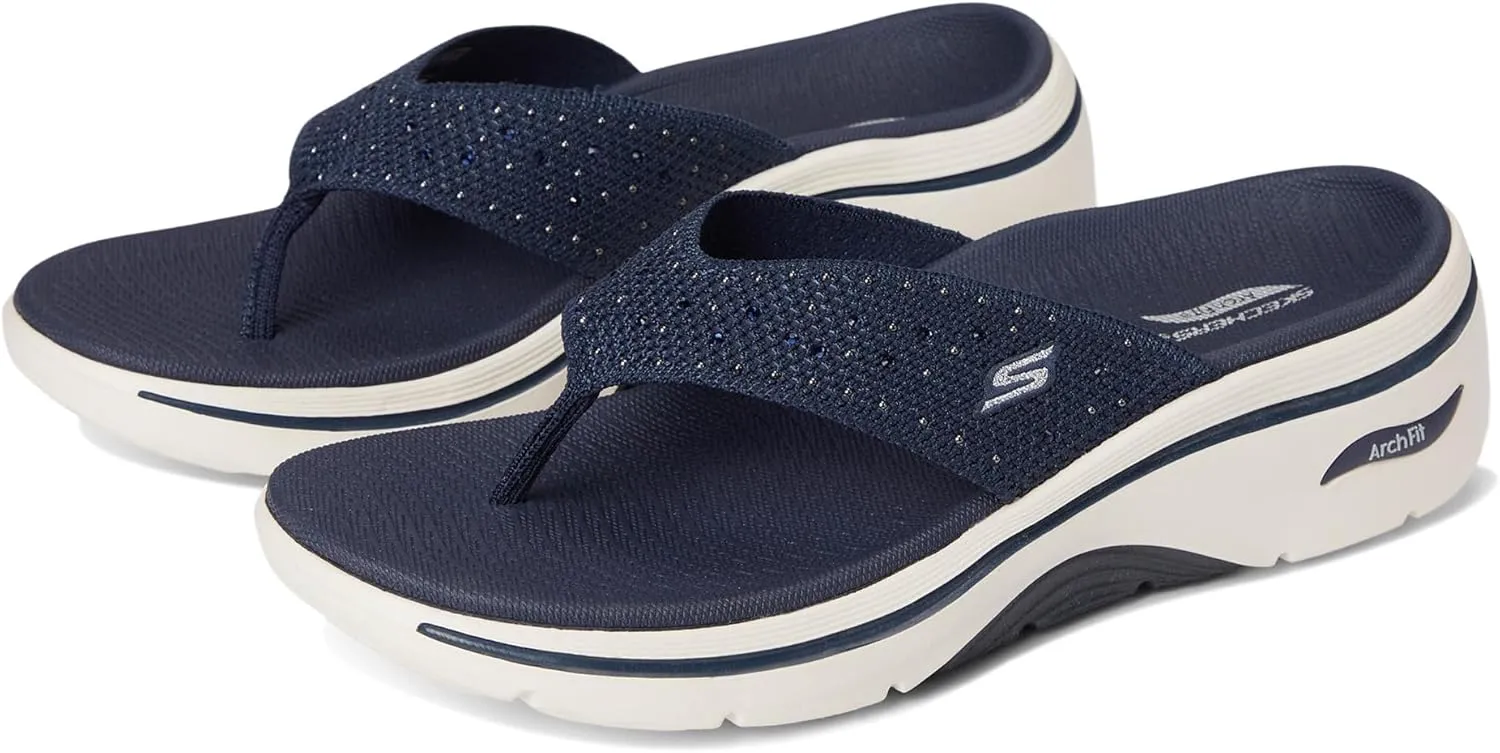 SKECHERS Women's Arch Fit 2.0 3-pt Rhinestone Sandal Flip-Flop