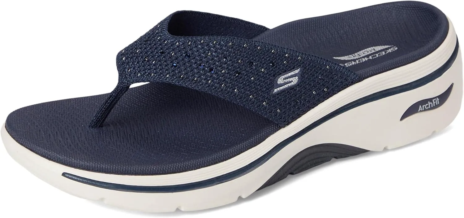SKECHERS Women's Arch Fit 2.0 3-pt Rhinestone Sandal Flip-Flop