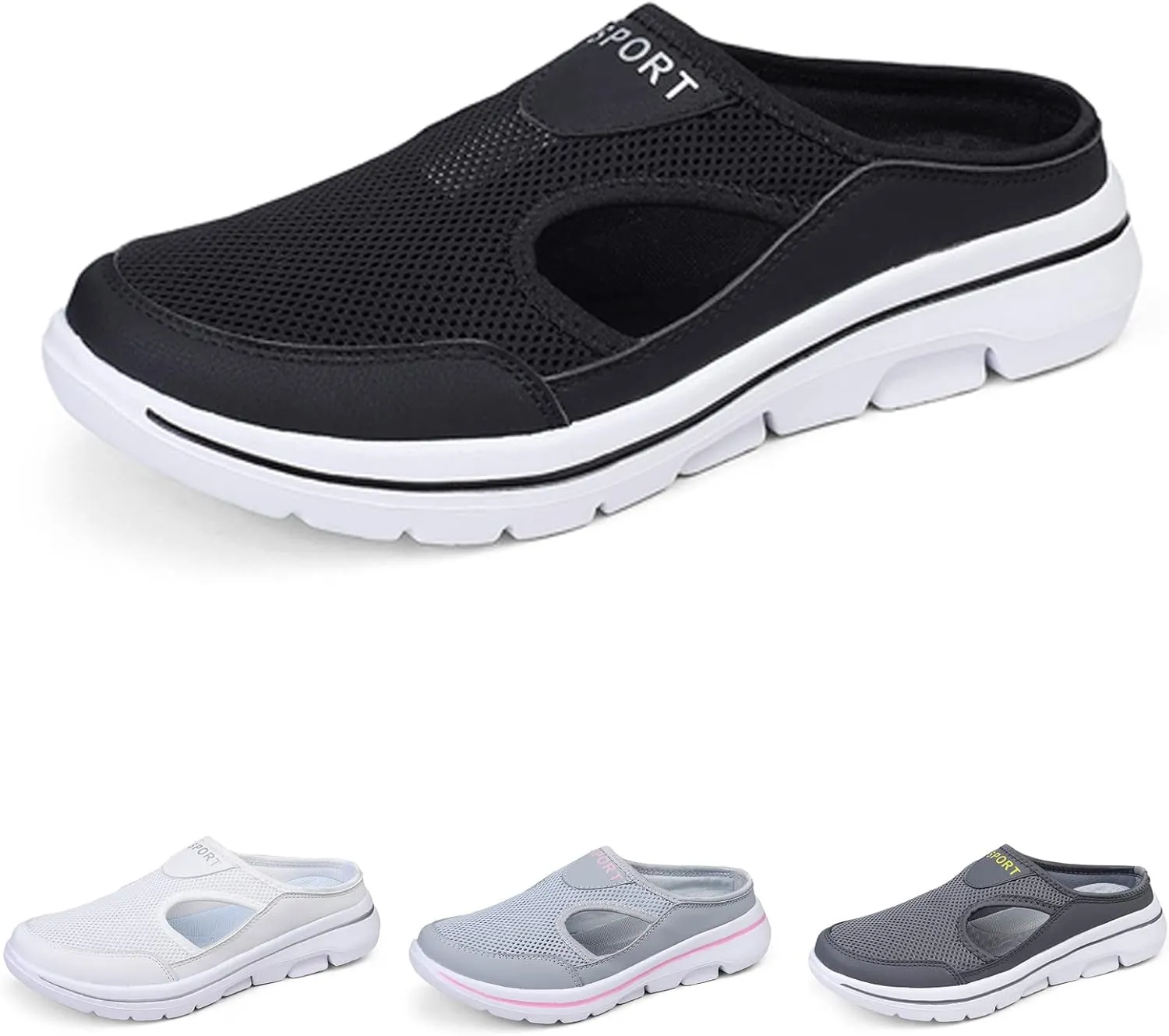 SOLPNOW Unisex Slip On Orthopedic Diabetic Mules,Breathable Arch Support Wedge Platform Slippers,Yoga Sports Hiking Casual Loafer Sandals