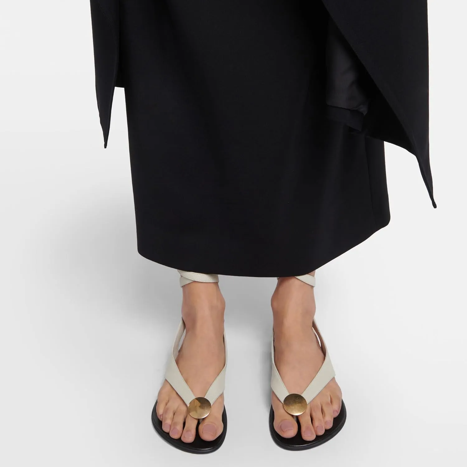 Suede Flat Sandals for Women Cute Ankle Strappy Thong Sandals Ladies Summer Dress Flip Flops with Metal Circular