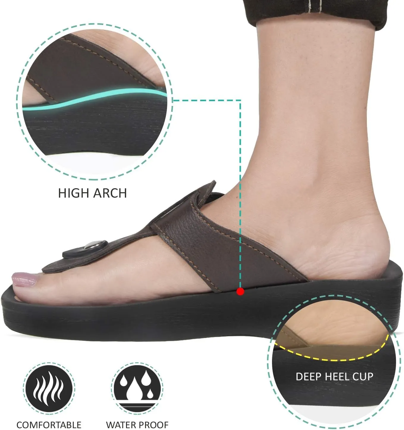 T-Bar Buckle Strap Sandals Flip Flop Slides for Women