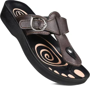 T-Bar Buckle Strap Sandals Flip Flop Slides for Women