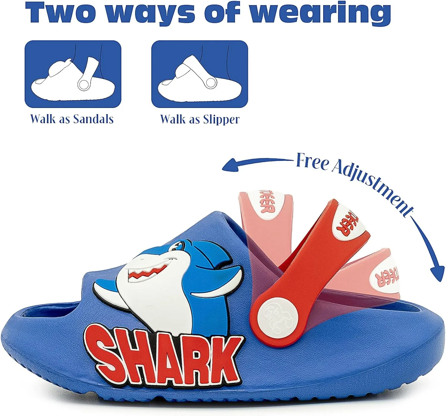 techcity Toddler Little Kids Slide Sandals Cute Summer Shower Beach Pool Slippers Thick Sole Slip On Sandals Water Shoes with Backstrap Boys Girls Clogs