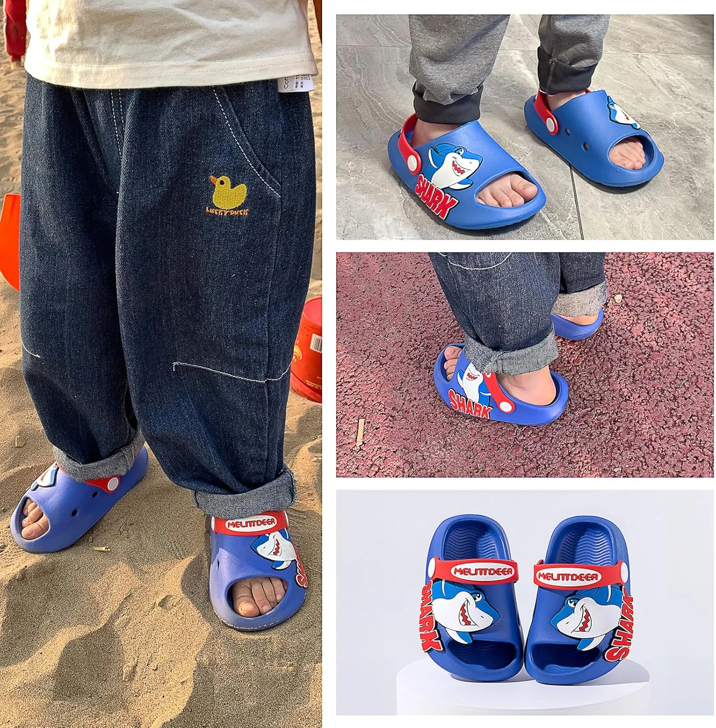 techcity Toddler Little Kids Slide Sandals Cute Summer Shower Beach Pool Slippers Thick Sole Slip On Sandals Water Shoes with Backstrap Boys Girls Clogs