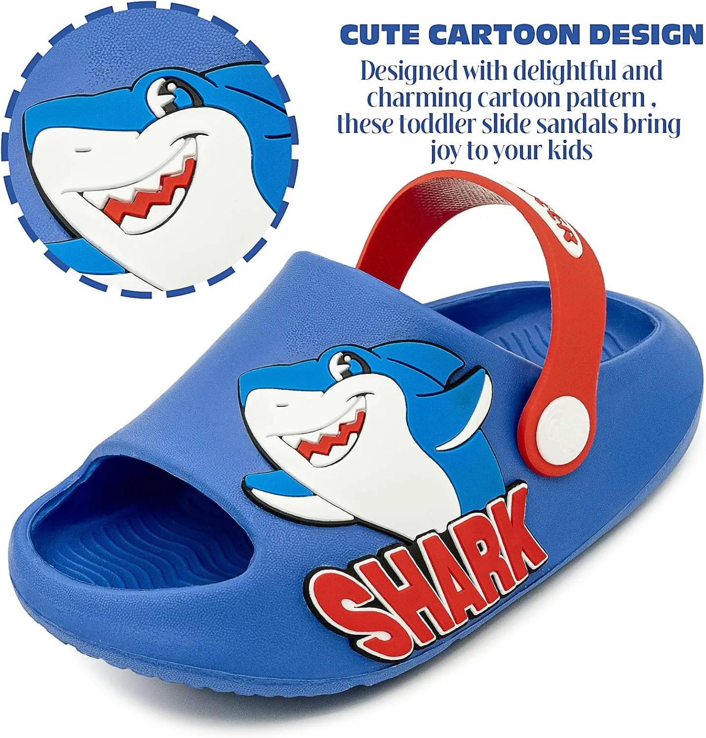 techcity Toddler Little Kids Slide Sandals Cute Summer Shower Beach Pool Slippers Thick Sole Slip On Sandals Water Shoes with Backstrap Boys Girls Clogs