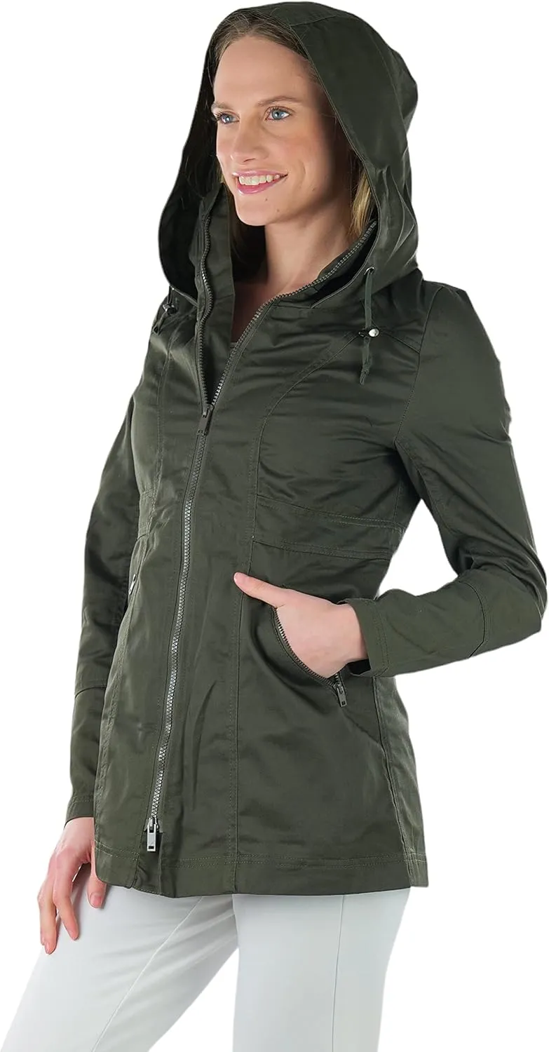 ToBeInStyle Women's Lightweight Fully Lined Anorak Jacket Quilted Coat w/Drawstring Waist & Zipper