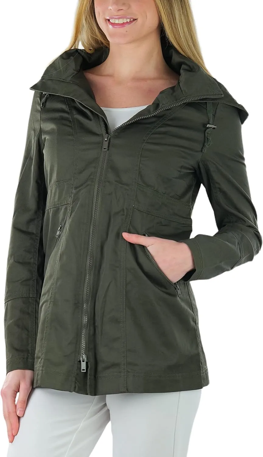 ToBeInStyle Women's Lightweight Fully Lined Anorak Jacket Quilted Coat w/Drawstring Waist & Zipper