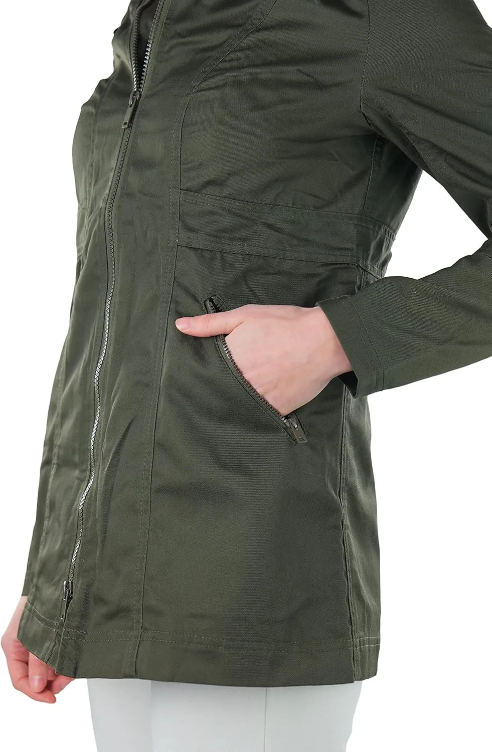 ToBeInStyle Women's Lightweight Fully Lined Anorak Jacket Quilted Coat w/Drawstring Waist & Zipper