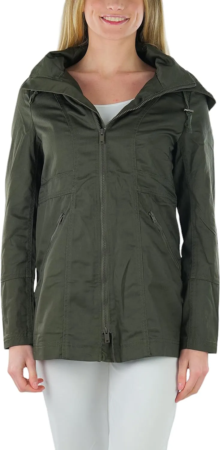 ToBeInStyle Women's Lightweight Fully Lined Anorak Jacket Quilted Coat w/Drawstring Waist & Zipper