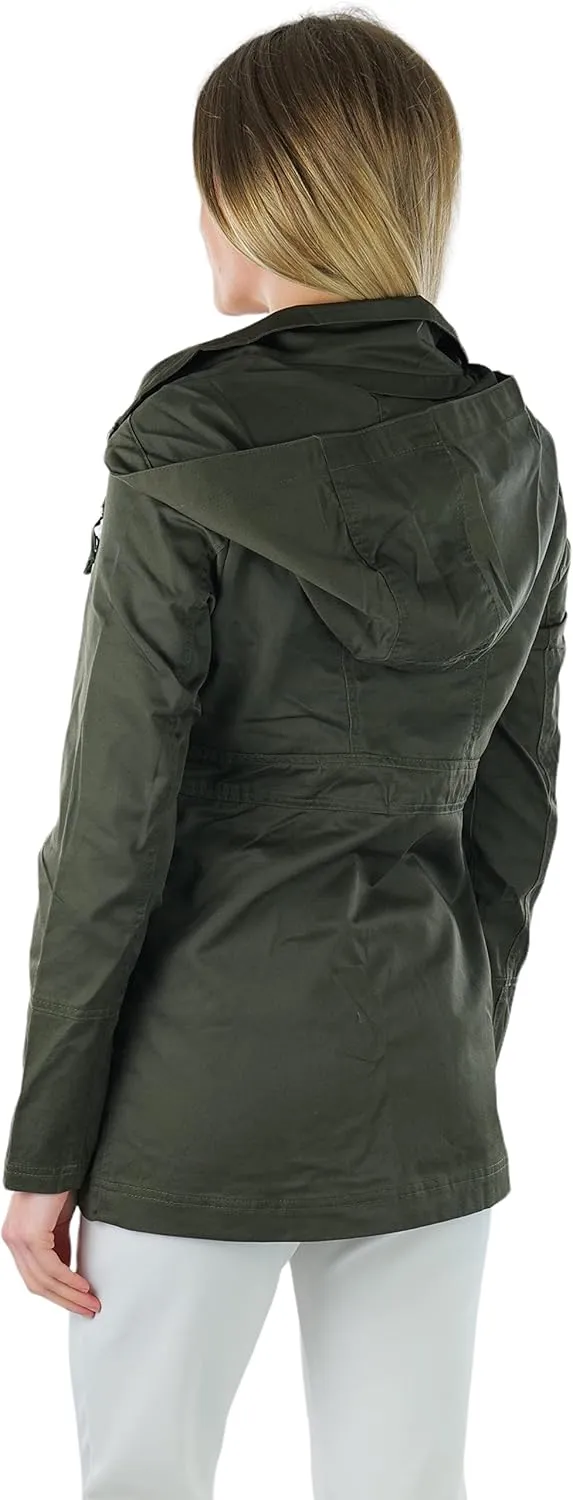 ToBeInStyle Women's Lightweight Fully Lined Anorak Jacket Quilted Coat w/Drawstring Waist & Zipper