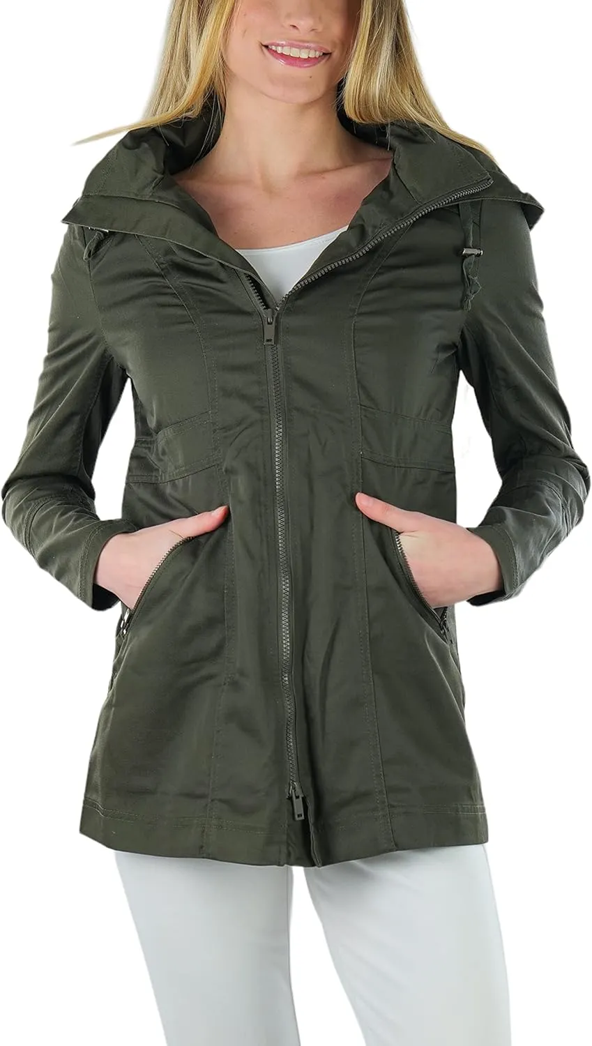 ToBeInStyle Women's Lightweight Fully Lined Anorak Jacket Quilted Coat w/Drawstring Waist & Zipper