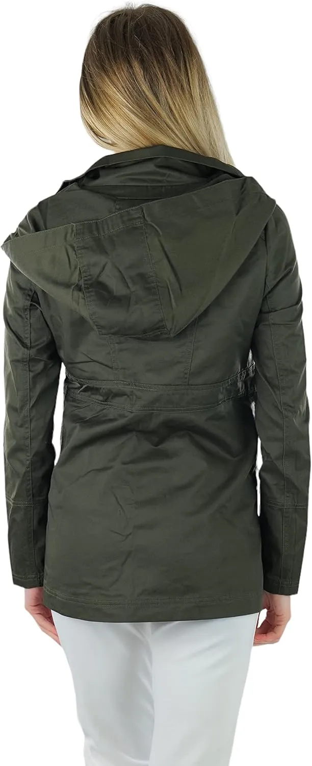 ToBeInStyle Women's Lightweight Fully Lined Anorak Jacket Quilted Coat w/Drawstring Waist & Zipper