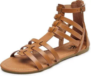 Trary Women's Sandal, Comfortable Gladiator Sandals Ankle Strap Flats Sandalias Para Mujer Beach Sandals Wide Width Open Toe Cross Strappy Sandals for Women Dressy Summer