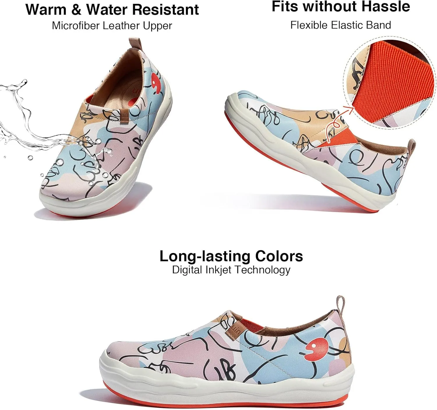 UIN Women's Slip On Loafers Lightweight Walking Sneaker Art Travel Shoes Toledo Ⅷ
