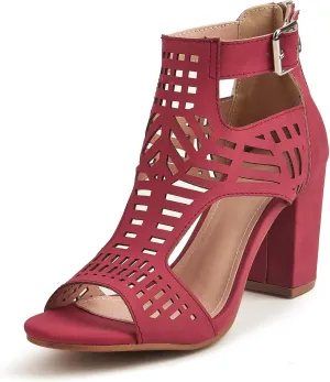 UOQAPRE Chunky Heeled Sandals for Womens Bohemian Cutout Open Toe Summer Block Womens Heeled Party Dress Sandals