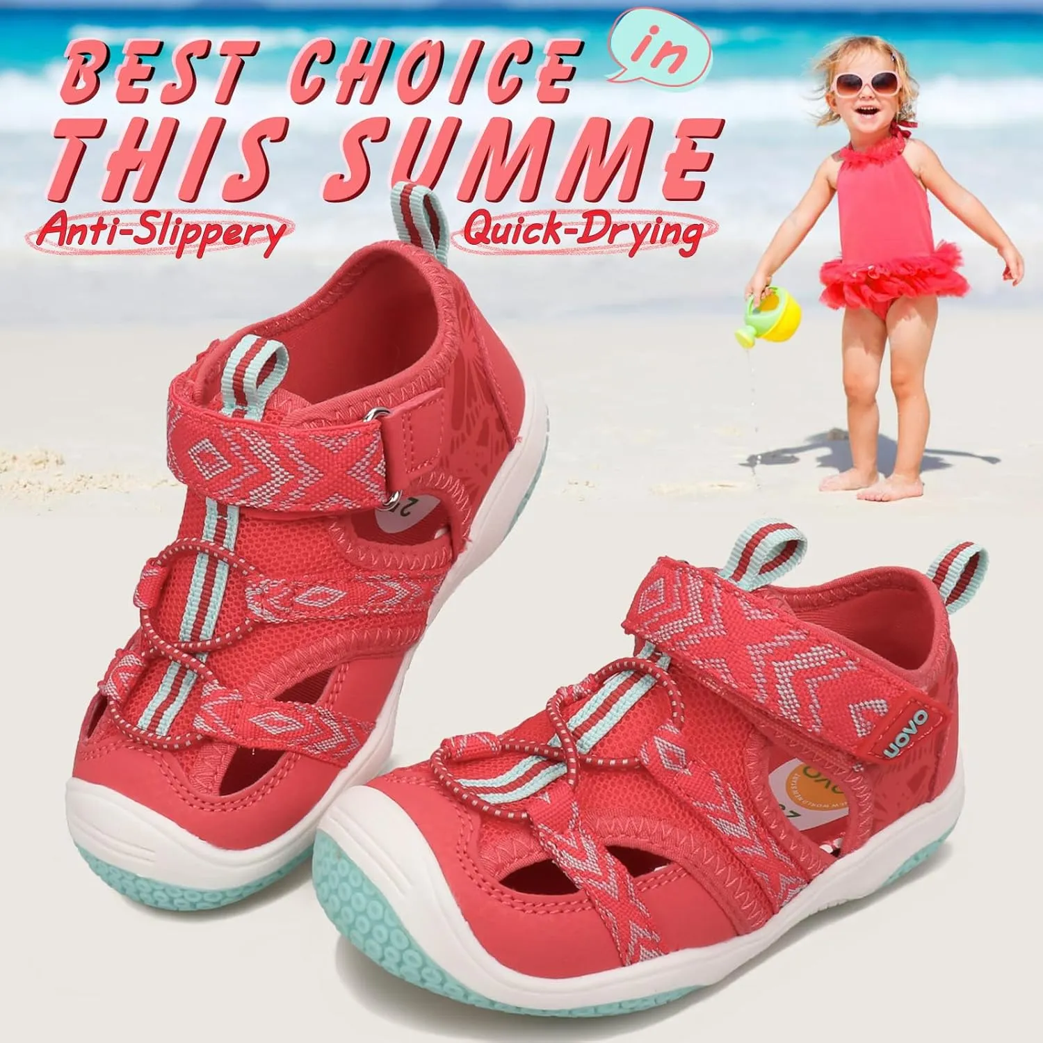 UOVO Boys Girls Sandals Summer Shoes Closed Toe Lightweight Outdoor Athletic Sports (Toddler/Little Kid/Big Kid)