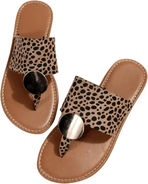 Verdusa Women's Leopard Print Flip Flop Sandals Casual Thong Sandals