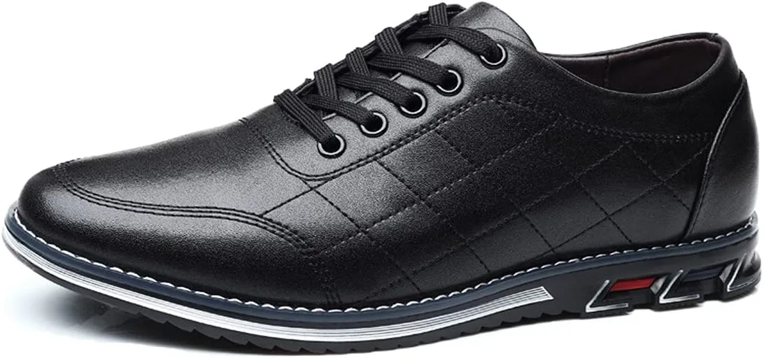 Veslexth Men Casual Driving Sneakers Loafers Breathable Comfort Walking Wing Tips Lace Up Luxury Leather Shoes for Male Business Work Office Dress Outdoor