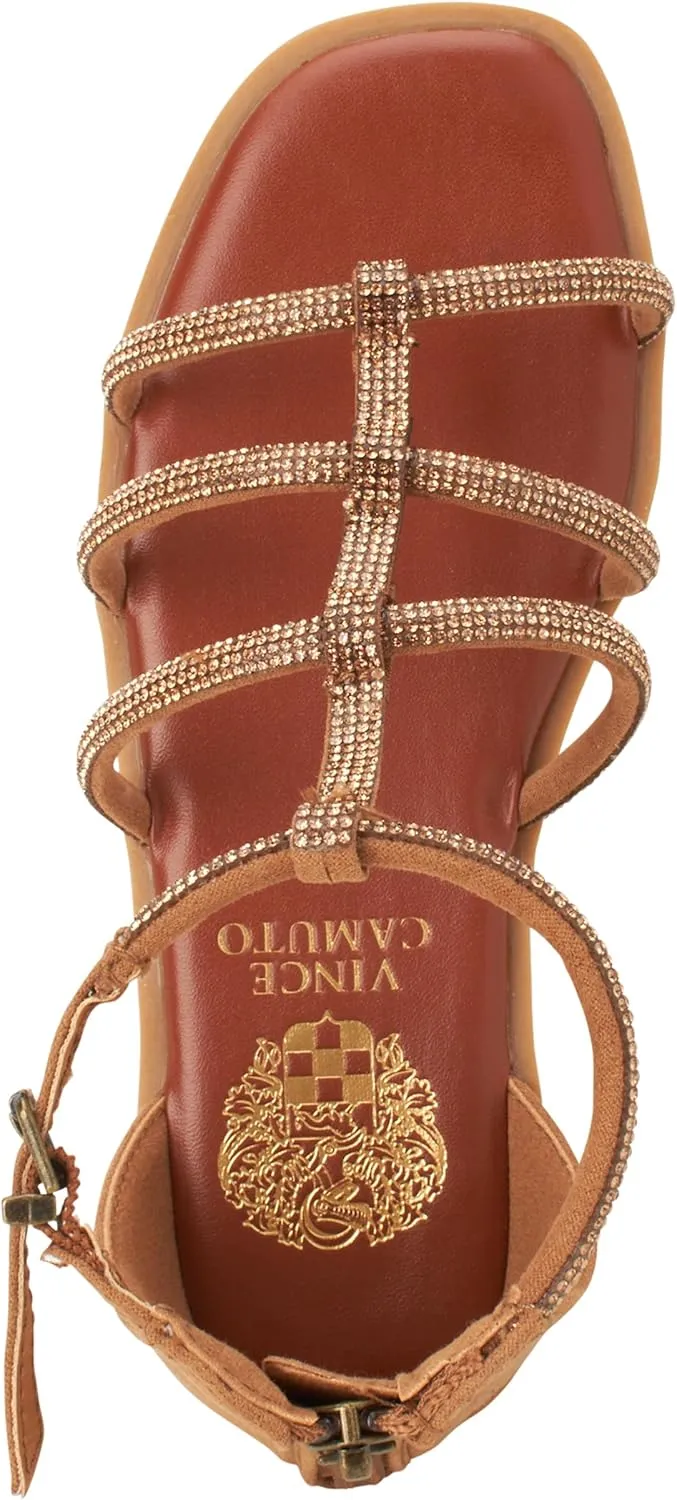 Vince Camuto Girls' Sandals - Open Toe Summer Strappy Flat Dress Gladiator Sandals with Adjustable Buckle Closure and Zipper