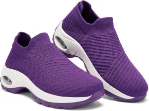 Walking Shoes Women Slip On Sock Sneakers Mesh Non Slip Shoes Air Cushion Platform Loafers