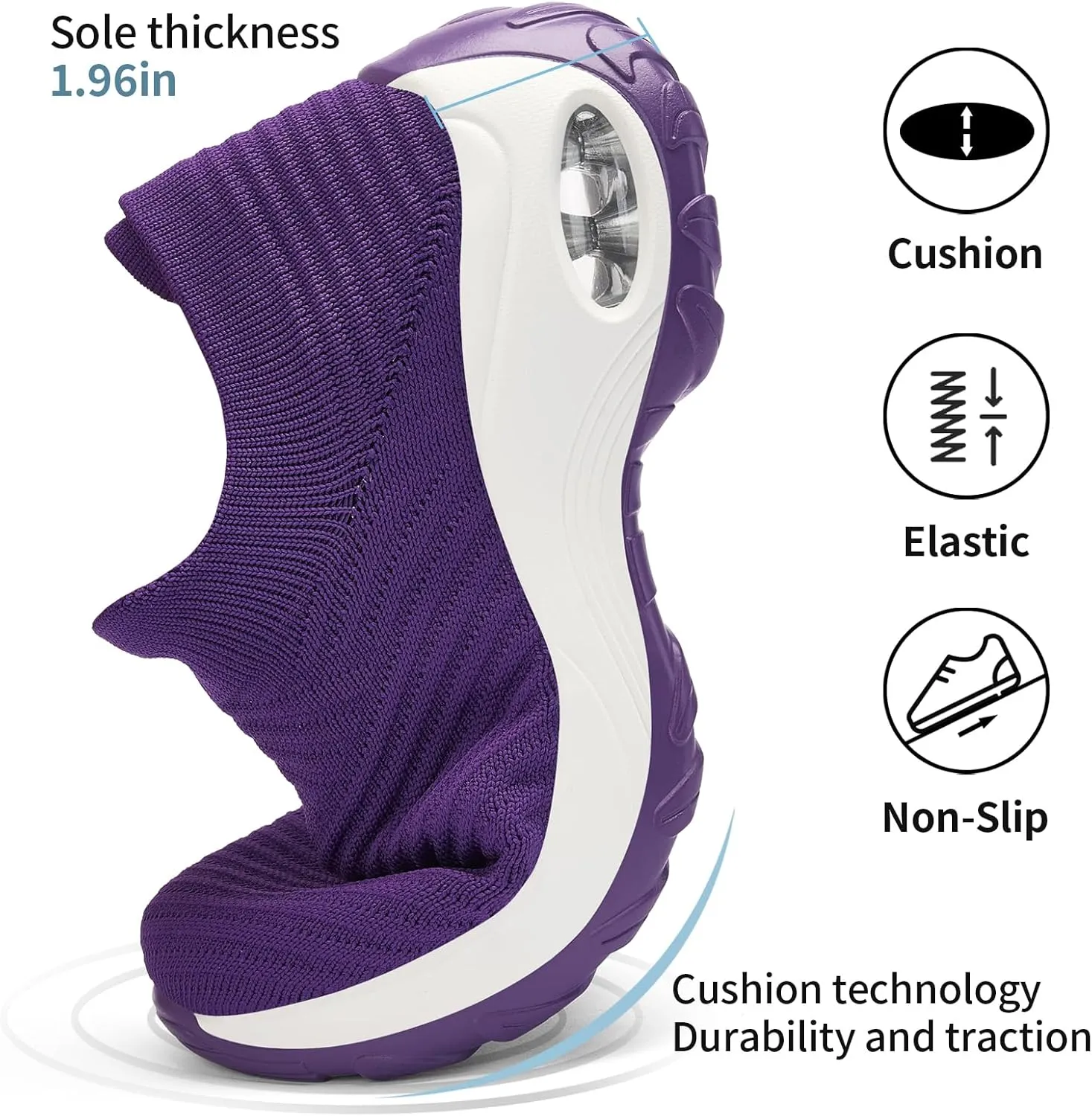 Walking Shoes Women Slip On Sock Sneakers Mesh Non Slip Shoes Air Cushion Platform Loafers
