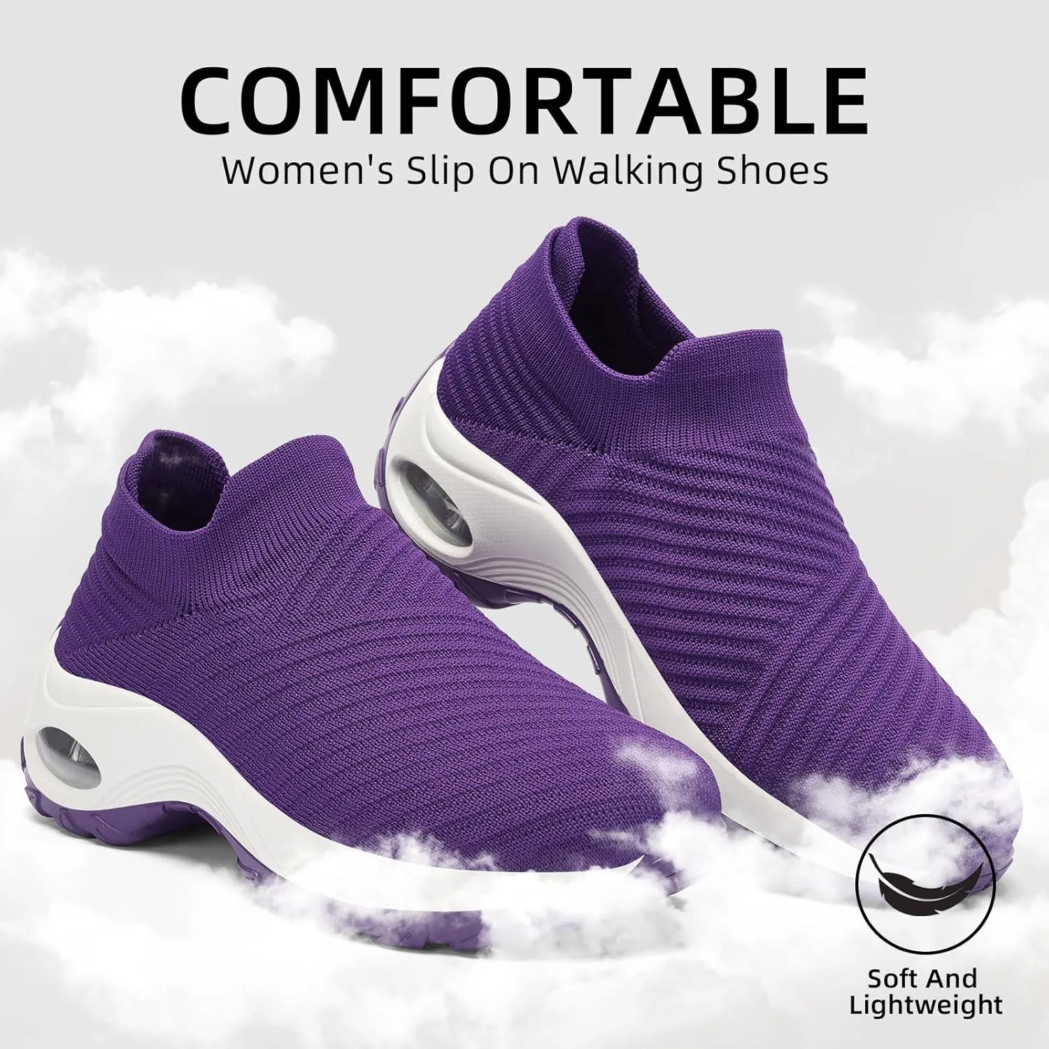 Walking Shoes Women Slip On Sock Sneakers Mesh Non Slip Shoes Air Cushion Platform Loafers